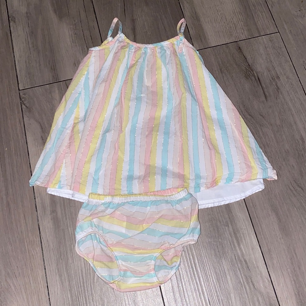 Nordstrom (PL kids) 2 piece baby girl striped dress and bloomer set